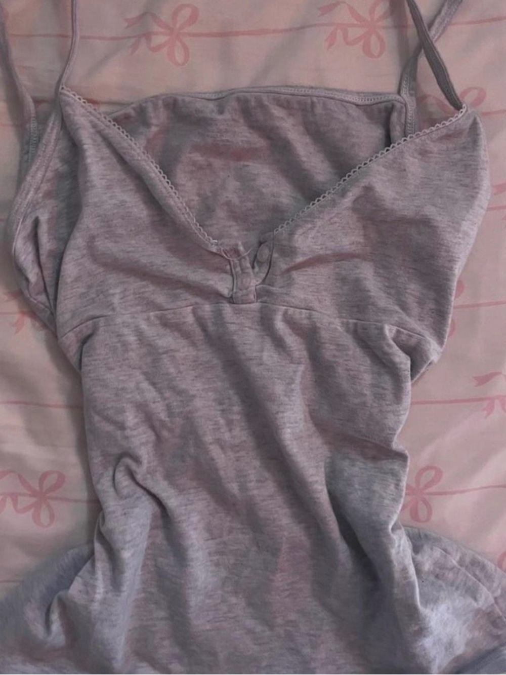 Brandy Melville Heather Gray Lace-Trim Sleep Cami